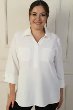 Polo Yaka Cepli Çeyrek Kol B.B. Bluz