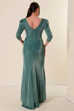 Robe grande taille à volants sur le devant, doublée et pailletée