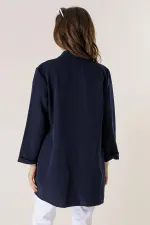 Şal Yaka Likralı Uzun Ceket