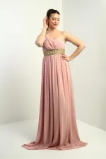 Robe longue asymétrique en mousseline pour femme, avec doublure tissée sur le devant