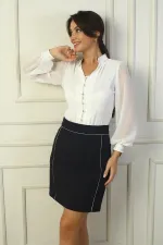 Jupe courte pour femme avec passepoil et fermeture éclair au dos