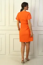 Belted Linen Effect Dress