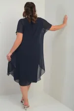Robe pailletée en mousseline de soie et lycra pour femme, grande taille, avec détails en pierre