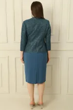 Robe en crêpe avec col et doublure ornés, veste à sequins, ensemble deux pièces grande taille