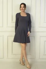 Kadın U Yaka Kısa Krep Elbise