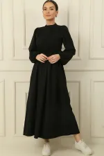 Lace Linen Effect Long Dress