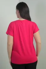 Kadın Önü Şelale Taş Baskılı Bisiklet Yaka B.B. Bluz