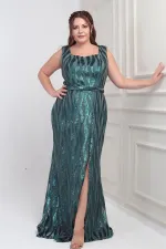 Women's Square Neck Lined Sequin Plus Size Long Dress