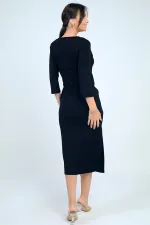 Robe midi portefeuille pour femme avec boucle et fente