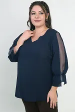 V Yaka Yarı Organze Krep B.B. Bluz