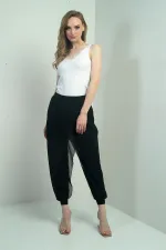 Kadın Üstü Şifon Beli Lastikli Şalvar Pantolon