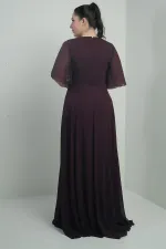 Robe longue en mousseline pour femme, grande taille, col en V, ceinture ornée de pierres, drapée et doublée