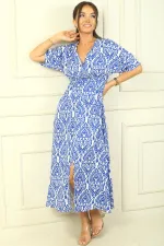 Patterned Wrap-Around Printed Viscose Dress