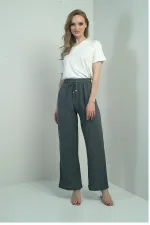 Pantalon palazzo en mousseline pour femme, avec taille élastique et poches