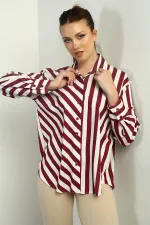 Women's Asymmetrical Striped Pattern Long Sleeve Shirt
