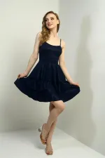 Women's Strappy Glitter Layered Short Dress