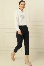 Beli Lastikli Önü Cepli Tek Pile Dar Paça Geniş Beden Aralıklı Pantolon