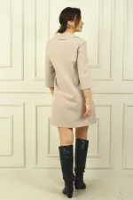 Kadın Polo Yaka Duble Kollu Kısa Elbise