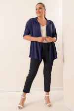 Pantalon grande taille avec taille élastique et tissu extensible