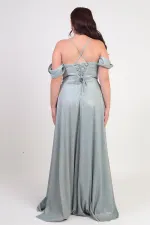 Robe à paillettes grande taille pour femme, à bretelles, laçage au dos, buste drapé, doublée et à armatures.