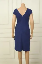 Kadın Ön Arka V Yaka Tırnak Kollu Astarlı Yanı Taş Detaylı Mendilli B.B Simli Kısa Elbise