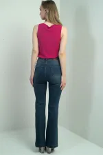 Kadın Taş Detaylı İspanyol Paça Likralı Kot Pantolon