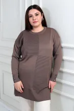 Blouse tunique grande taille pour femme avec détails de boutons sur les manches