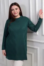 Blouse tunique grande taille à col rond pour femme