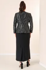 Sequin Jacket Half Moon Sleeve Lined Crepe Dress Plus Size 2-Piece Suit