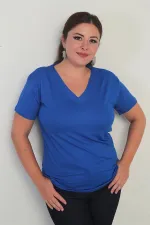 Women's V-Neck Lycra Plus Size Blouse