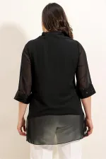 Chemise oversize en mousseline sans manches à fermeture éclair et détails pailletés