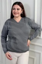 Chemisier grande taille à col en V et motif zèbre pailleté