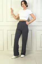 Kadın Beli Cırt Cırtlı Kapama Likralı Palazzo Pantolon