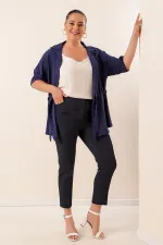 Pantalon grande taille avec taille élastique et tissu extensible
