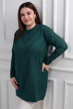 Blouse tunique grande taille à col rond pour femme