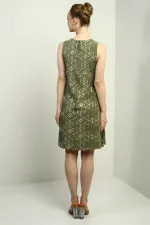 Kadın Etnik Desen Kordeneli Kısa Elbise