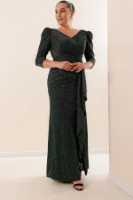 Robe grande taille à volants, doublée et pailletée