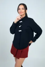 Kadın Fiyonk Detaylı Krep Şifon Gömlek