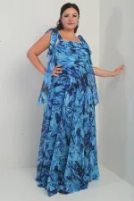 Robe longue en crêpe mousseline à motif de feuilles, grande taille, col en V, épaules dénudées, bretelles nouées, doublée