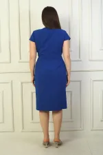 Women's Wrap Neck Half-Moon Sleeve Embellished Front Slit BB Dress