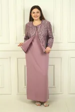 Sequin Jacket, Half-Sleeve Lined Crepe Dress, Plus Size 2-Piece Set