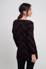 Chemisier à paillettes à col en V pour femme, à motifs zigzag, grande taille et à volants espacés