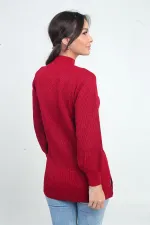 Low Neck Knitted Pattern Sports Tunic Sweater