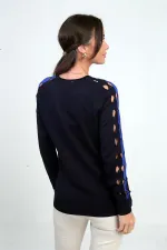 Women's Striped Sleeve Knit Blouse