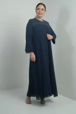 Robe longue en mousseline grande taille pour femme, avec haut à sequins et devant perlé, doublée