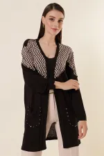 Pulpayet Detaylı Cepli S Desenli Likralı Hırka