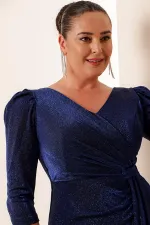 Robe grande taille à volants sur le devant, doublée et pailletée