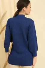 Pull tunique de sport à col bas et motif tricoté