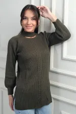 Pull tunique de sport à col bas et motif tricoté