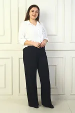 Pantalon large en tricot à taille élastique pour femme, grande taille
